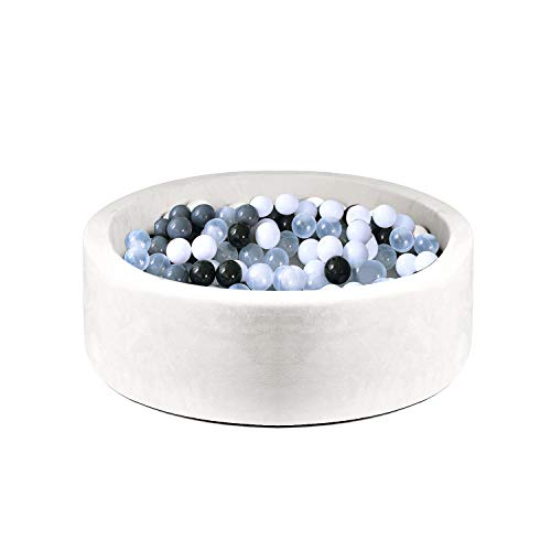 Triclicks Deluxe Kids Ball Pit Kiddie Balls Pool Soft Baby Playpen Indoor Outdoor - Ideal Gift Play Toy for Children Toddler Boys Girls (White)