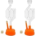 Twin Bubble Airlock with Universal Orange Carboy Cap - 2 Pack Bundle