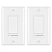 [2 Pack] BESTTEN Decorative Rocker Light Dimmer Switch with Horizontal Slider & Side Adjuster for Incandescent or Halogen Bulbs, CFL and LED Dimmable Lamps, Decor Wallplate Included, UL Listed, White