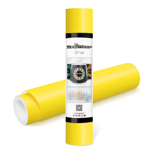 TECKWRAP Permanent Adhesive Vinyl 12" x 10ft, Matte Yellow