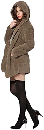 Utopiat Liquidation Stylish Fuzzy Velvet Hooded Casual Super Soft Cozy Jacket with Pocket Unisex Brown S-M
