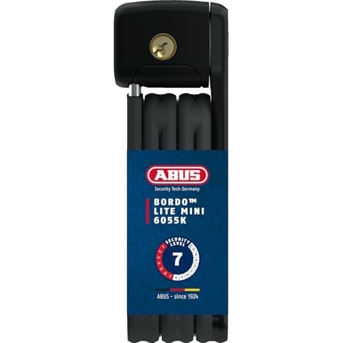 ABUS Faltschloss Bordo Lite 6055K SH mit Halterung - Extra-leichtes Fahrradschloss aus Spezialstahl - ABUS-Sicherheitslevel 7 - 60 cm - Schwarz