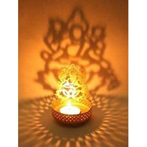 live vastu Lakshmi Metal Decorative Design Tealight Decor Table Candle Stand Holder (Gold)