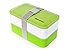Stackable Spillproof Bento/Lunch Box Sleek and Sophisticated Design Container for Adults Including Fork Knife and Spoon with Movable Divider (Green)