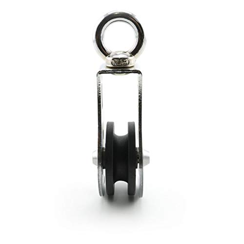 Lind Kitchen 1PCS Mute Pulley Block with Dual Bearings Nylon Wheel Groove 304 Stainless Steel Shell 360 Degree M8 Swivel Ring Lifting Traction Wheel