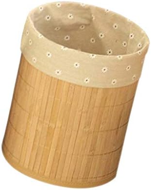 Prettyia Creative Bamboo Trash Can Natural Round Wastebasket Environmentally Friendly Bathroom Accessories for Office Home Bedroom - Flower