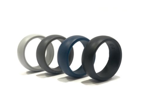 Flexible Silicone Men s Wedding Ring Designed for Comfort, Safety, Activity and an Alternative to Metal Rings (Gym, Cross Fit, Athletics, Manufacturing) - Black,Navy Blue, Dark Grey, Light Grey