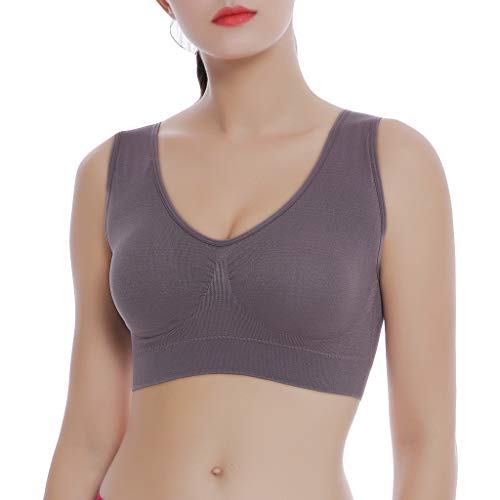 YEZIJIN Women Pure Color Plus Size Ultra-Thin Large Bra Sports Bra Full Bra Cup Tops Blouses for Women Fashion 2019 Khaki