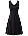 Herou Black Midi Dress Summer Casual Sleeveless Scoop Neck Skater Dress for Women Black Large