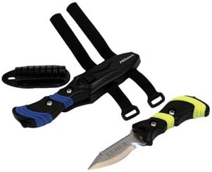 Sharp Tip Stainless Steel Scuba Diving Knife w/ Line Cutter & Serrated Edge, BC Knive, BCD Knife