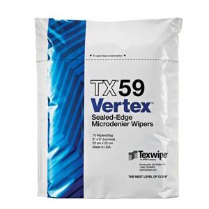 Texwipe Vertex Cleanroom 9x9" Wipers, Microdenier, 100/Bag