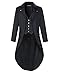 DarcChic Mens Gothic Tailcoat Jacket Black Steampunk VTG Victorian Coat (XL, Black)