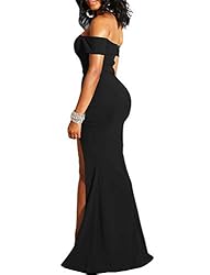 YMDUCH Womens Off Shoulder High Split Long Formal