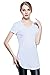 Coreal Ladies Short Sleeve V-Neck Round Hem Cotton Spandex T-shirt(White M)