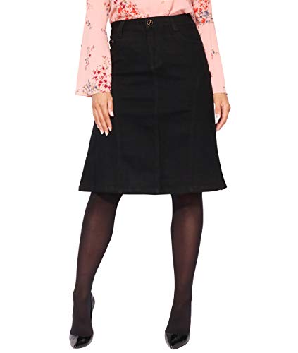 [- KRISP® Women Denim Skirt Classic Stretch Pencil A-Line Office Skirts  -]