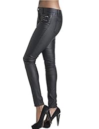 Pantalones de piel sintética para dama, talla baja, sexy