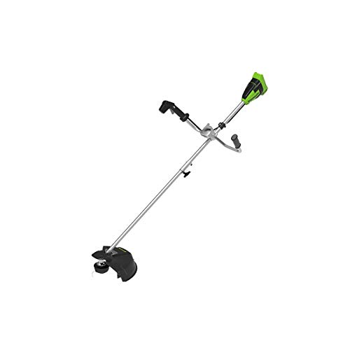 Greenworks 40V Akku Freischneider mit bürstenlosem Motor, Geschirr, Motorradgriff, 40 cm Schnittbreite, 2 mm Nylonfäden oder 25 cm Klinge, OHNE 40 V Akku und Ladegerät, 3 Jahre Garantie GD40BCB