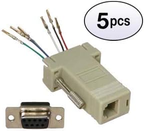 GOWOS (5 Pack) DB9 Female to RJ11/12 (6 Wire) Modular Adapter Ivory