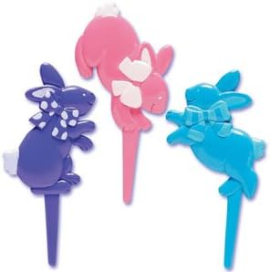 CLEARANCE FREE STANDARD SHIPPING - 23 Picks - Easter Jumping Bunnies Cupcake Toppers with a Bonus Cupcake Tips Card - We Ship Within 1 Business Day!