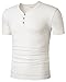 Mrignt Mens Short Sleeve Slim Fit Henley t-Shirt with Button (L, White)