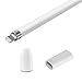 TITACUTE Magnetic Replacement Cap + Charging Adapter Compatible with Apple Pencil 1st Gen iPencil Top Pen Cover for iPad Pro 2022 9 8 7 6 Generation for iPad Pro 9.7 10.5 12.9 inch Air 3 Mini 5 White