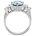 Eternal Sparkles Women's Stainless Steel Clear Blue Cubic Zirconia Stone High-Polished Ring