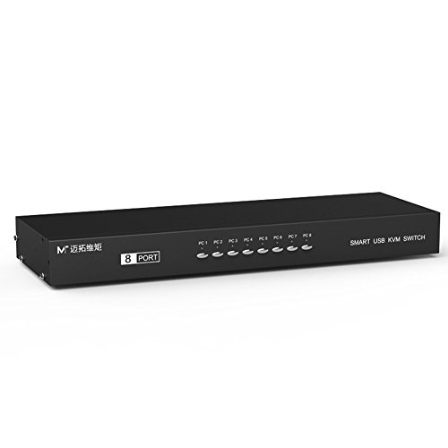 RIJER 8 Port Manual Smart VGA USB KVM Switch PC Computer Selector 1 KM Combo Controls 8 Hosts with Extension Switcher and original Cable 801UK