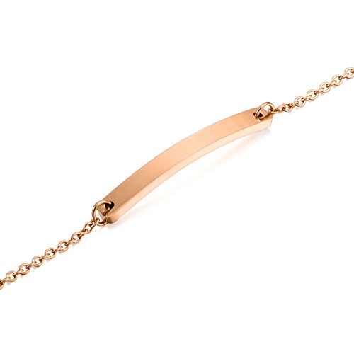 MeMeDIY Rose Gold Tone Stainless Steel Bracelet Link Adjustable - Customized Engraving - Thumbnail 5