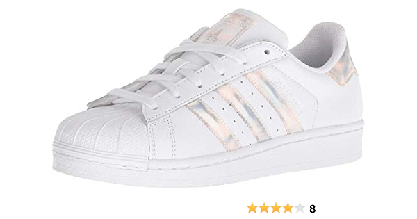 adidas originals junior superstar iridescent trainers in white and silver