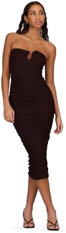 forever 21 strapless maxi dress Forever 21 Womens Strapless Lace Maxi Dress with Ruffle Side Slit, Fitted Bodice and Elegant Evening Silhouette for Parties and Special Occasions,