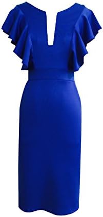 Gypsophila Women's Elegant and Ruffled Sleeve Pencil Dress (XL, Royal Blue)