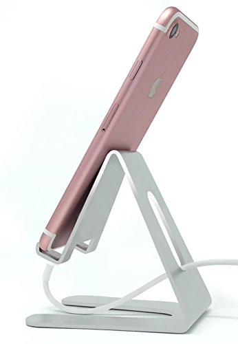 Aluminum Cell Phone Stand, Compatible with All iPhones and iPad Mini, All Android Phones, Kindle, Stand For Nintendo Switch, Holder, Cell Phone Stand For Desk : ABCs oneStand (Silver)