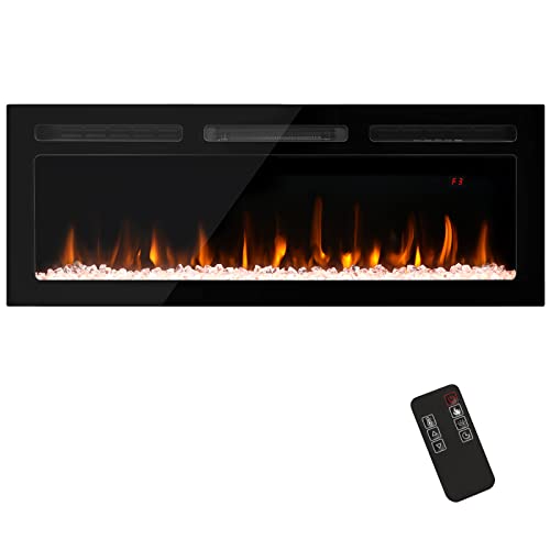 60 inch Electric Fireplace Ultra-Thin Wall Mounted and Recessed ...