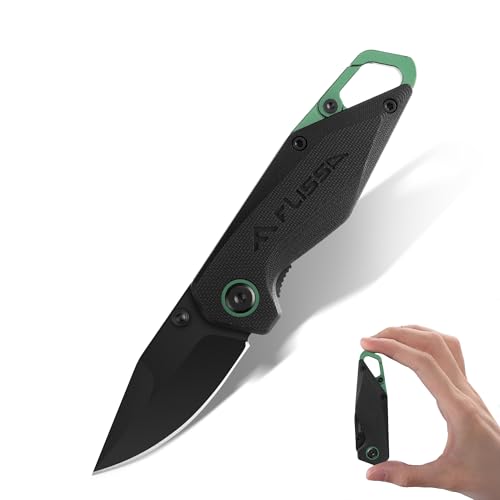 FLISSA Mini Folding Knife EDC 14C28N 137mm | Compact Pocket Knife with G10 Handle and Key Ring for Hiking, Travel and Daily Use