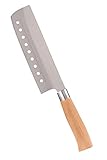 Hecef Stainless Steel Forged Japanese Nakiri Knife with Hollow Edge Sharped Blades (Nakiri 7inch)