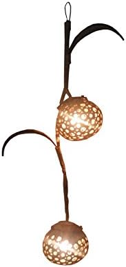 CoCo BKK Coconut Shell 2-Ball Hand Crafted Wood Hanging Night Light Lamp Superb carvings Skilled artisans Thailand.Hand Carved Natural and Organic, Hawaiian