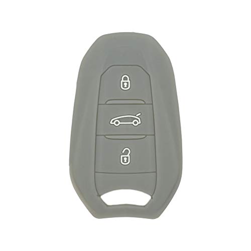 BROVACS Silicone Cover Protector Case Holder Skin Jacket Compatible with PEUGEOT CITROEN DS 3 Button Smart Remote Key Fob CV4303 Grey