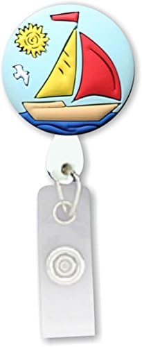 Sailboat 3D Rubber Retractable Badge Holder