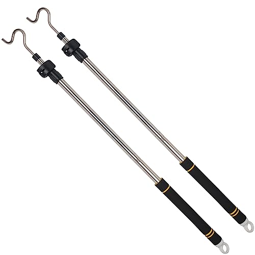 Greeily 2 Pcs Clothing Hook Poles Telescopic Adjustment it is Light and can Extend from 35" to 65" with 4.7 "Hook and Sponge Handle.