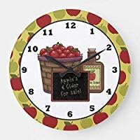 SLobyy Rustic Wall Clock 12" Wall Decor Fun Apple Fruit Kitchen Wall Clock Wooden Decorative Round Clock Hanging Clock