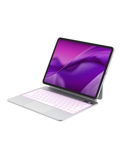 Bettdow Keyboard for iPad Air 13" M4 2026/M3 2025/M2 2024, iPad Pro 12.9"(6th/5th/4th/3rd Gen), Spanish Ñ Lightweight Aluminum Alloy Magnetic Floating Design Keyboard with Trackpad, White