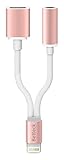 Betteck LYSB01MG362RH-CMPTRACCS 3.5 mm Audio Charge Earphone Jack Adapter Cable, Lightning Charging Port, No Music Control for iPhone 7/7 Plus 6S/6/iPod/iPad - Rose Gold