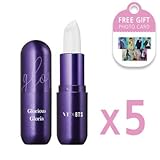 VT X BTS Gloria Lip Color Balm 0.12 fl.oz. / 3.5g, Tinted Lip Balm, (5 Types Set + Include - BTS 7 Photo Cards (108x148/A6 Size))