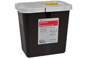 SHARPSAFETY Covidien RCRA Waste Container Black Base White Lid, 10 H X 7.25 D X 10.5 W