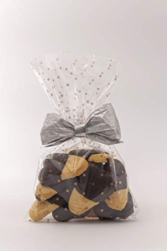 Italpak Sobres transparentes, bolsas transparentes para alimentos con lunares, 50 unidades (oro, 15 x 25 cm)