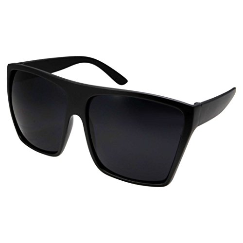 grinderPUNCH All Black Limo Dark Rectangular Flat Top Mob Oversized Sunglasses
