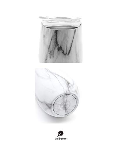 Balibetov [NEW] Modern 12 oz Yerba Mate Gourd Set (Mate cup) - Double Walled 18/8 Stainless Steel - Includes Two Bombillas and a Cleaning Brush (MARBLE) - Thumbnail 7