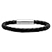 Oxford Ivy Braided Black Faux Leather Mens Bracelet 6 mm 8 1/2 inches with Locking Stainless Steel Clasp
