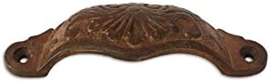 RCH HardwareRust Finish Iron Decorative Drawer Pull Spanish Cup 8350RST, Rustic Country Style Matching Screws Included