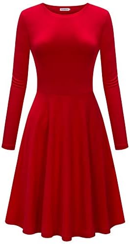 HIKA Women's Casual Elegant A Line Short Cap Sleeve Round Neck Dress